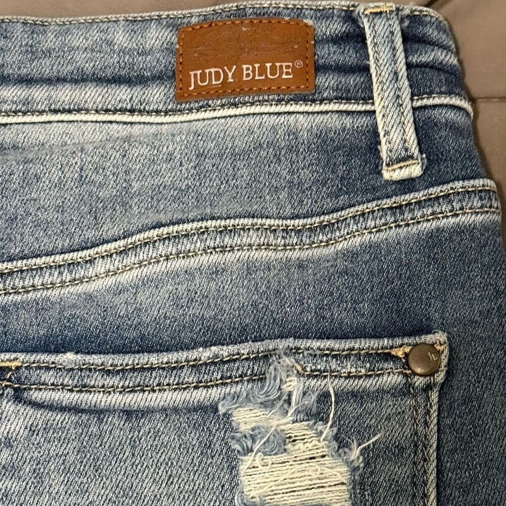 Judy Blue Jeans Womens 5/27 Blue Sraight Fit Distressed Ripped Stretch JB82436MD - Picture 10 of 10